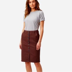 Pendleton Front Button Pencil Skirt Cotton Brown Sz 4 Small